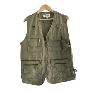OlympinA Tactical Utility Vest Fishing 13 Pocket Men's Sz L Khaki Green